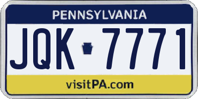 PA license plate JQK7771