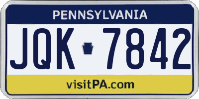 PA license plate JQK7842