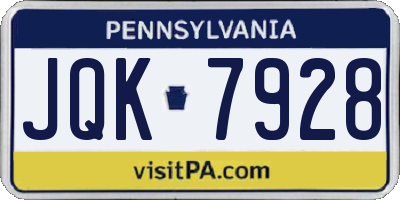 PA license plate JQK7928