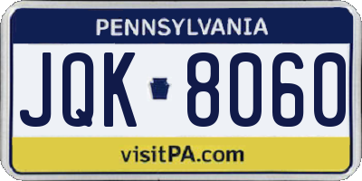 PA license plate JQK8060