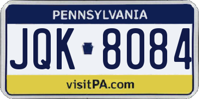 PA license plate JQK8084