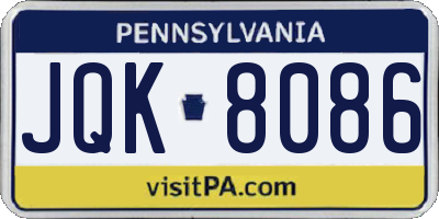 PA license plate JQK8086