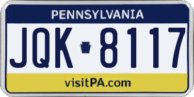 PA license plate JQK8117