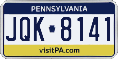 PA license plate JQK8141