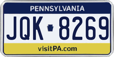 PA license plate JQK8269