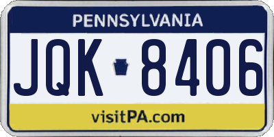 PA license plate JQK8406