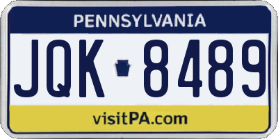 PA license plate JQK8489