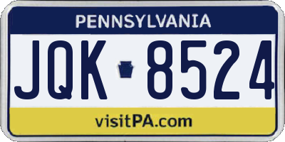 PA license plate JQK8524