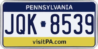 PA license plate JQK8539