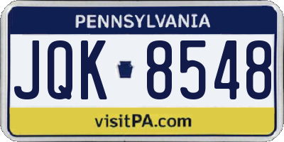 PA license plate JQK8548