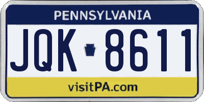 PA license plate JQK8611