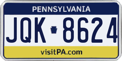 PA license plate JQK8624