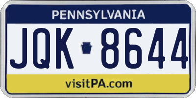 PA license plate JQK8644