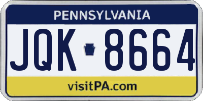 PA license plate JQK8664