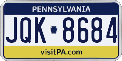PA license plate JQK8684
