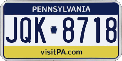 PA license plate JQK8718