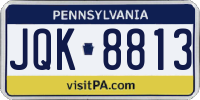 PA license plate JQK8813