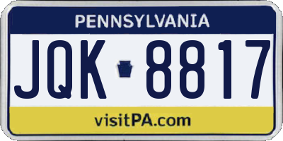 PA license plate JQK8817