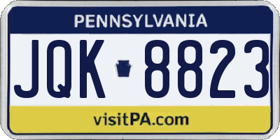 PA license plate JQK8823