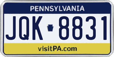 PA license plate JQK8831