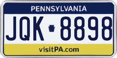 PA license plate JQK8898