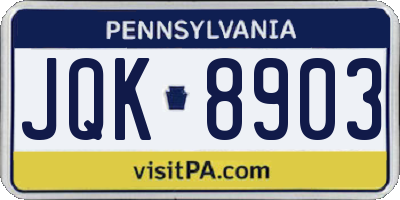 PA license plate JQK8903