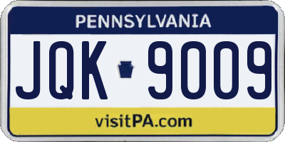 PA license plate JQK9009