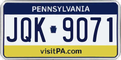 PA license plate JQK9071