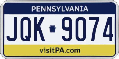 PA license plate JQK9074