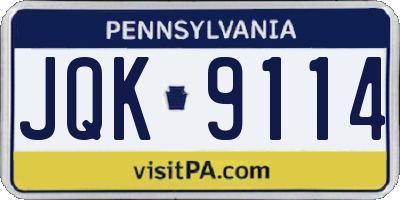 PA license plate JQK9114