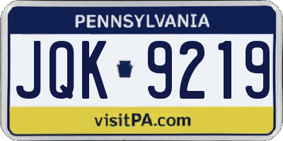 PA license plate JQK9219