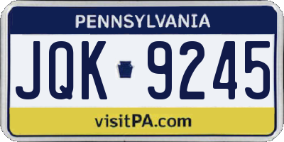 PA license plate JQK9245