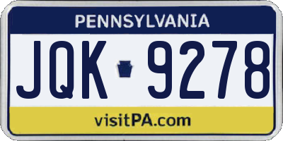 PA license plate JQK9278
