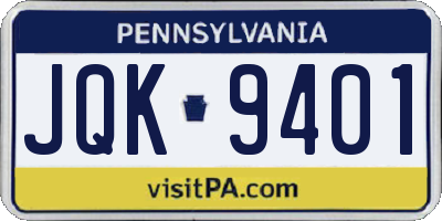 PA license plate JQK9401