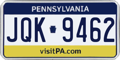 PA license plate JQK9462