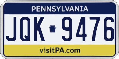 PA license plate JQK9476