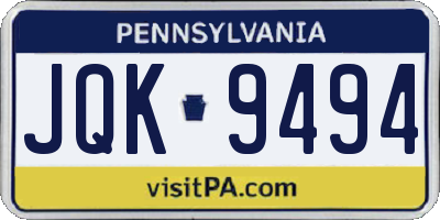 PA license plate JQK9494