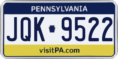 PA license plate JQK9522