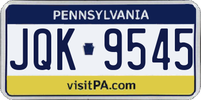 PA license plate JQK9545
