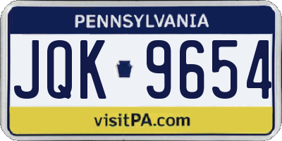 PA license plate JQK9654