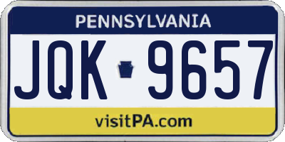 PA license plate JQK9657