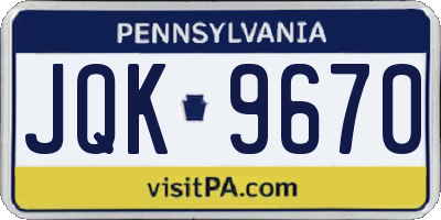 PA license plate JQK9670