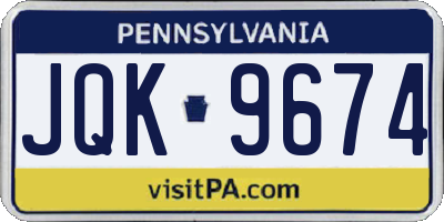 PA license plate JQK9674