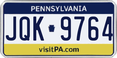 PA license plate JQK9764