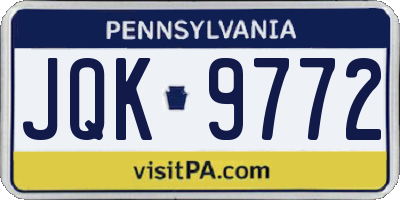 PA license plate JQK9772