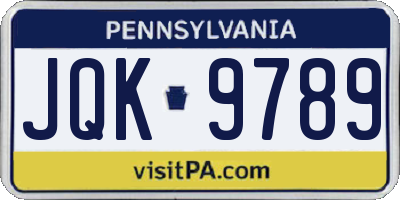 PA license plate JQK9789