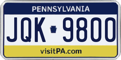 PA license plate JQK9800