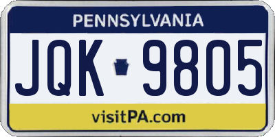 PA license plate JQK9805