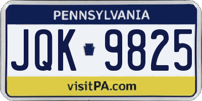 PA license plate JQK9825
