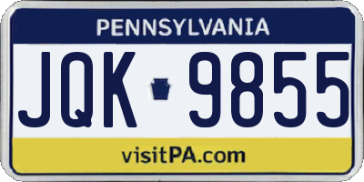 PA license plate JQK9855